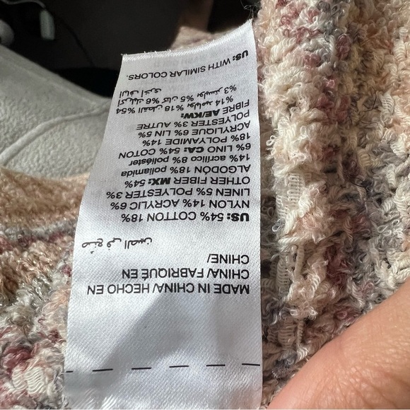 Chicos Open Front Knit Cream and Pink Cardigan - Picture 8 of 8